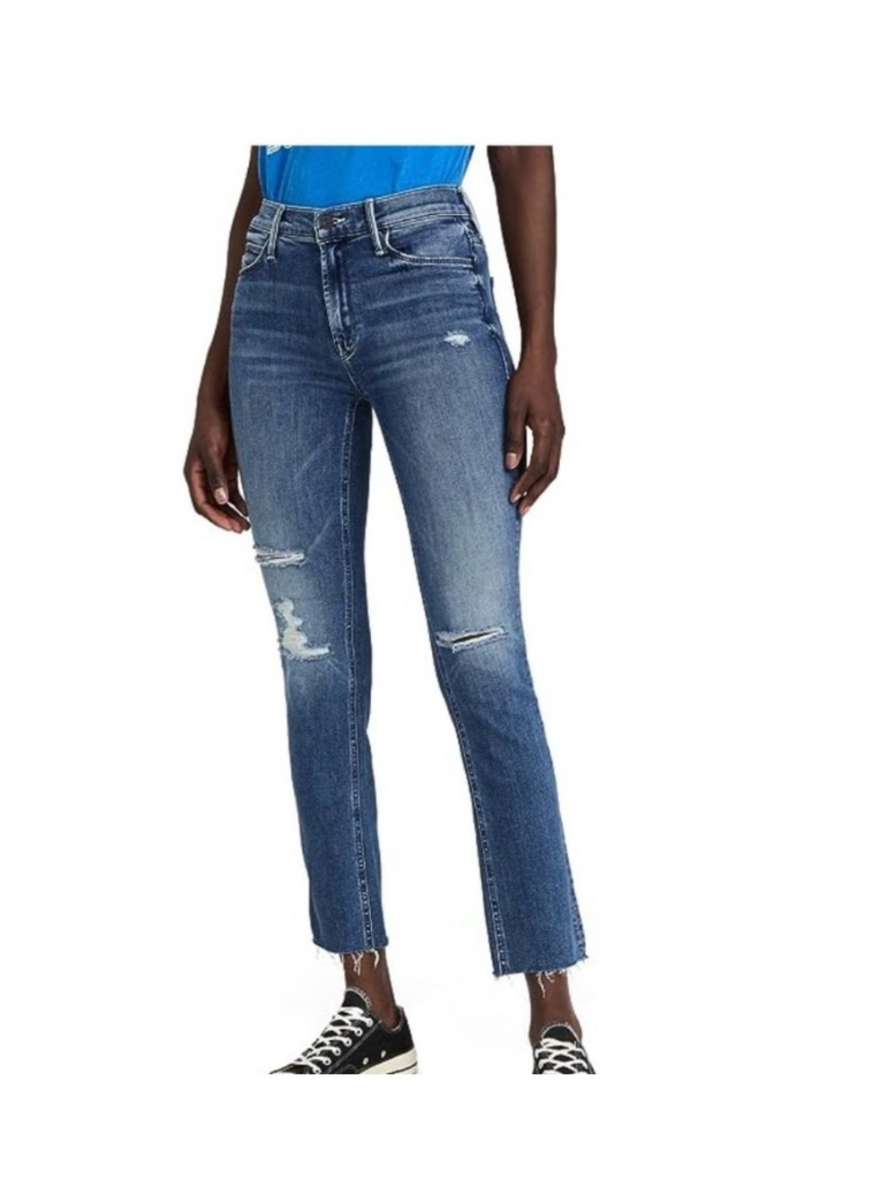 Mother The Mid Rise Dazzler Ankle Fray Jeans Weekend Warrior Women’s 30